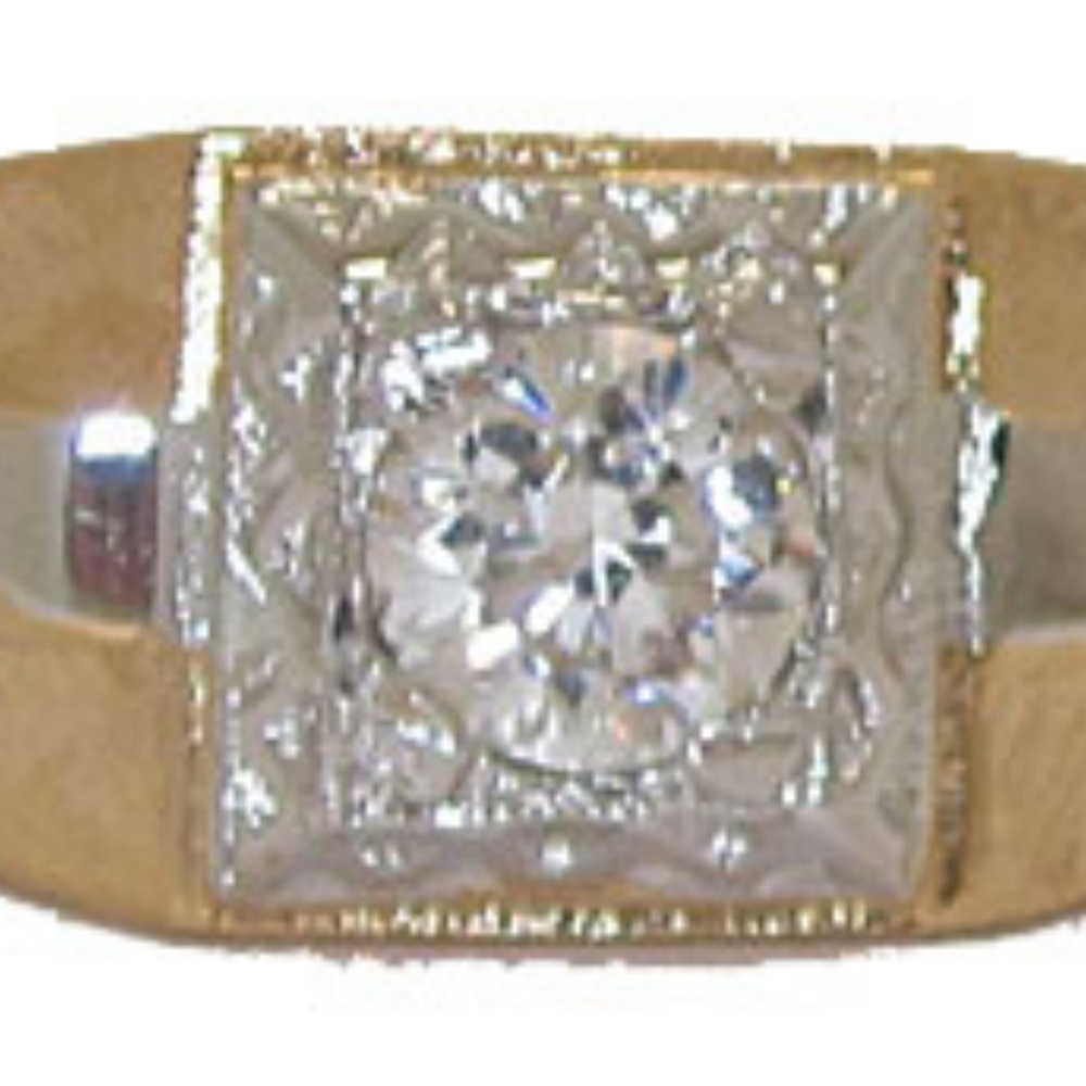 Men's High Quality Cubic Zirconia 14kt Gold Ring Size 7 NWT
